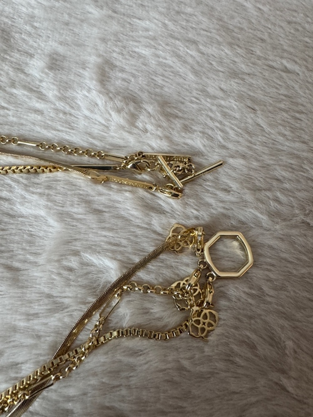 Kendra Scott Gold Layered Necklace with Faceted Pendant - Picture 4 of 4